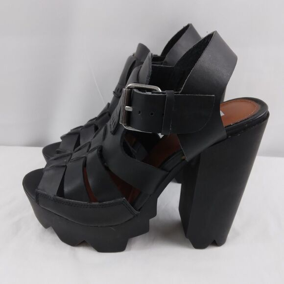 MIA LUKA Platform Sandals Black Grunge Steampunk Womens Size 7 M - Picture 5 of 10